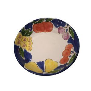 Large Tutti frutti hand-painted farmhouse cottage  ceramic 15" serving bowl